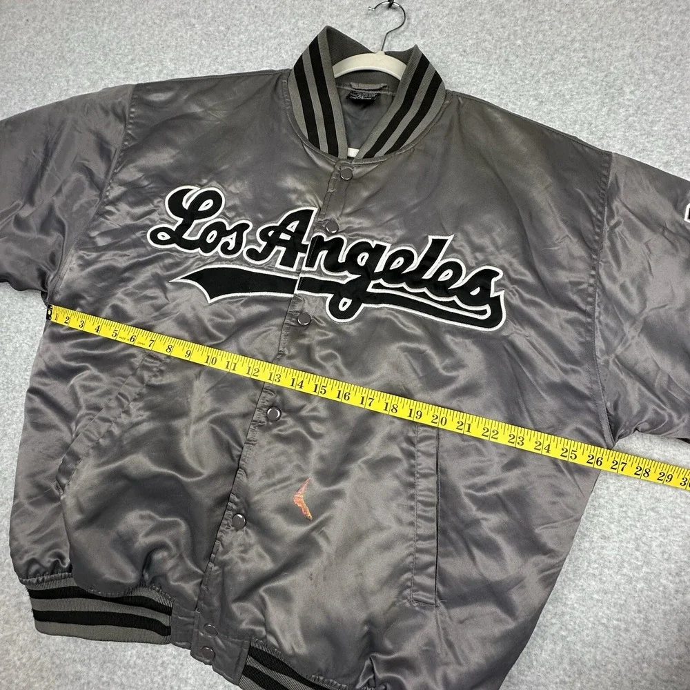 Pro Champ LOS ANGELES Satin Spirit Bomber Jacket Gray‎ XL Insulated Varsity